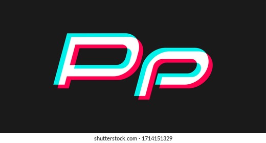 uppercase and lowercase letter P with 3d glitched effect