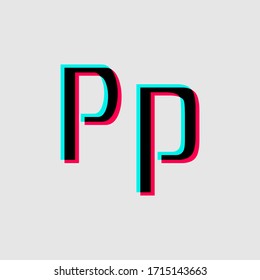 uppercase and lowercase letter P with 3d glitched effect