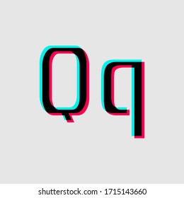 uppercase and lowercase letter Q with 3d glitched effect