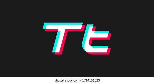 uppercase and lowercase letter T with 3d glitched effect