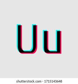 uppercase and lowercase letter U with 3d glitched effect