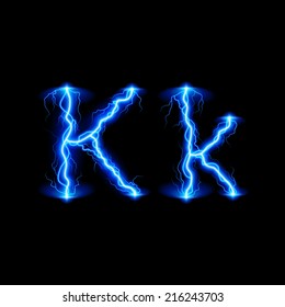 Uppercase and lowercase letters K in lighting style