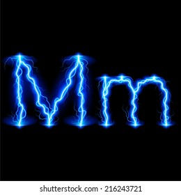 Uppercase and lowercase letters M in lighting style