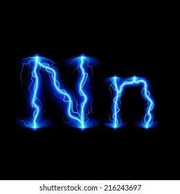 Uppercase and lowercase letters N in lighting style