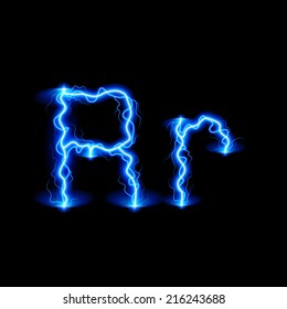 Uppercase and lowercase letters R in lighting style