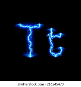 Uppercase and lowercase letters T in lighting style