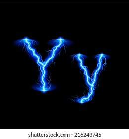 Uppercase and lowercase letters Y in lighting style