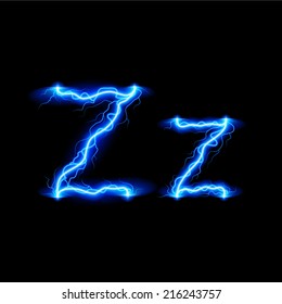 Uppercase and lowercase letters Z in lighting style