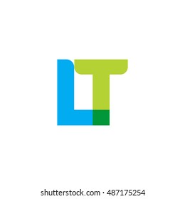 uppercase LT logo, blue green overlap transparent logo