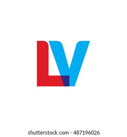 uppercase LV logo, red blue overlap transparent logo