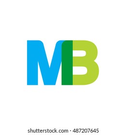 uppercase MB logo, blue green overlap transparent logo