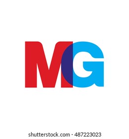 uppercase MG logo, red blue overlap transparent logo