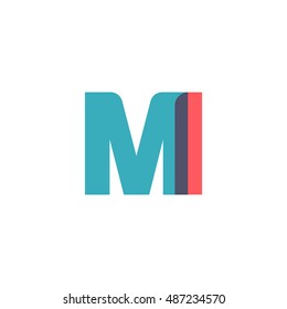 uppercase MI logo, modern classic pale blue red overlap transparent logo