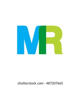 uppercase MR logo, blue green overlap transparent logo