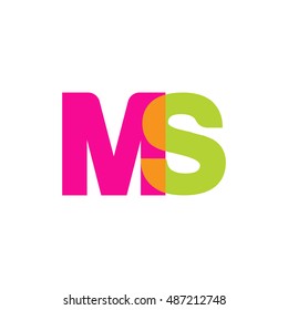 uppercase MS logo, pink green overlap transparent logo, modern lifestyle logo