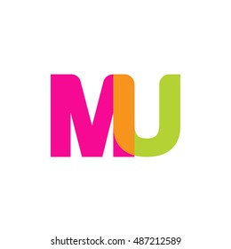 uppercase MU logo, pink green overlap transparent logo, modern lifestyle logo