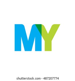 uppercase MY logo, blue green overlap transparent logo