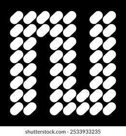 The uppercase N alphabet design is made of dots (like stones). This letter design also looks minimalist, aesthetic, professional, sporty, unique, and of course very cool.