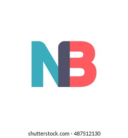 uppercase NB logo, modern classic pale blue red overlap transparent logo