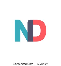 uppercase ND logo, modern classic pale blue red overlap transparent logo
