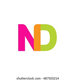 uppercase ND logo, pink green overlap transparent logo, modern lifestyle logo