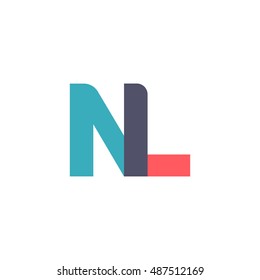 uppercase NL logo, modern classic pale blue red overlap transparent logo