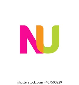 uppercase NU logo, pink green overlap transparent logo, modern lifestyle logo