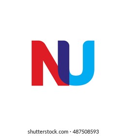 uppercase NU logo, red blue overlap transparent logo