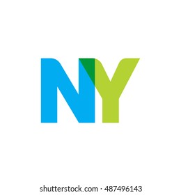 uppercase NY logo, blue green overlap transparent logo