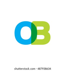 uppercase OB logo, blue green overlap transparent logo