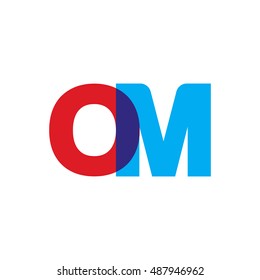 uppercase OM logo, red blue overlap transparent logo