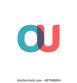 uppercase OU logo, modern classic pale blue red overlap transparent logo