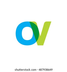 uppercase OV logo, blue green overlap transparent logo