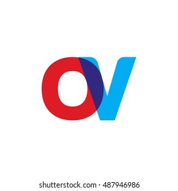 uppercase OV logo, red blue overlap transparent logo