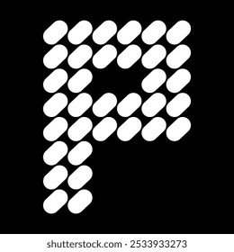 The uppercase P alphabet design is made of dots (like stones). This letter design also looks minimalist, aesthetic, professional, sporty, unique, and of course very cool.