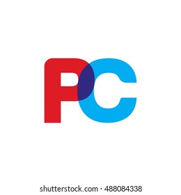 uppercase PC logo, red blue overlap transparent logo