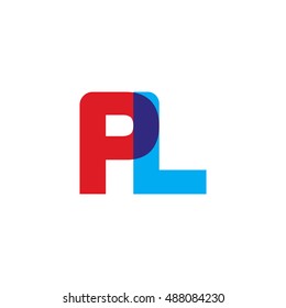 uppercase PL logo, red blue overlap transparent logo