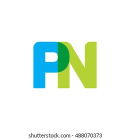 uppercase PN logo, blue green overlap transparent logo