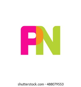 uppercase PN logo, pink green overlap transparent logo, modern lifestyle logo