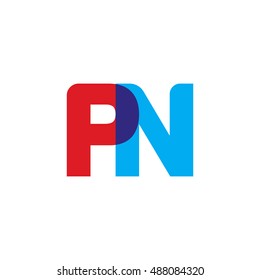 uppercase PN logo, red blue overlap transparent logo