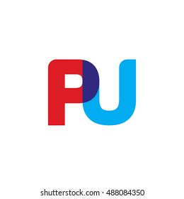 uppercase PU logo, red blue overlap transparent logo