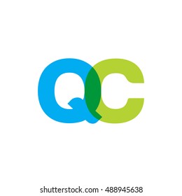 uppercase QC logo, blue green overlap transparent logo