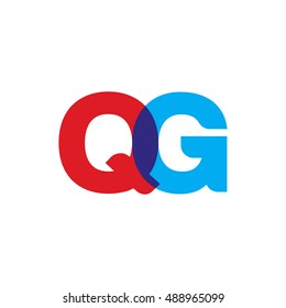 uppercase QG logo, red blue overlap transparent logo