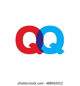 uppercase QQ logo, red blue overlap transparent logo