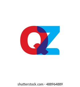 uppercase QZ logo, red blue overlap transparent logo
