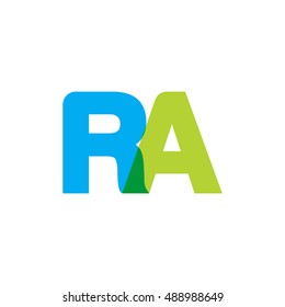 uppercase RA logo, blue green overlap transparent logo