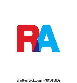 uppercase RA logo, red blue overlap transparent logo