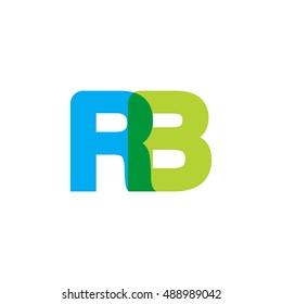 uppercase RB logo, blue green overlap transparent logo