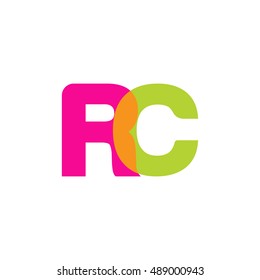 uppercase RC logo, pink green overlap transparent logo, modern lifestyle logo