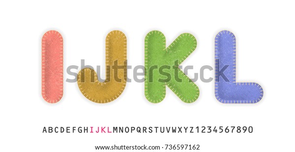 大文字のリアルな文字i J K Lは カラーフェルトの布地で作成されます お祝いのかわいいデザイン のベクター画像素材 ロイヤリティフリー